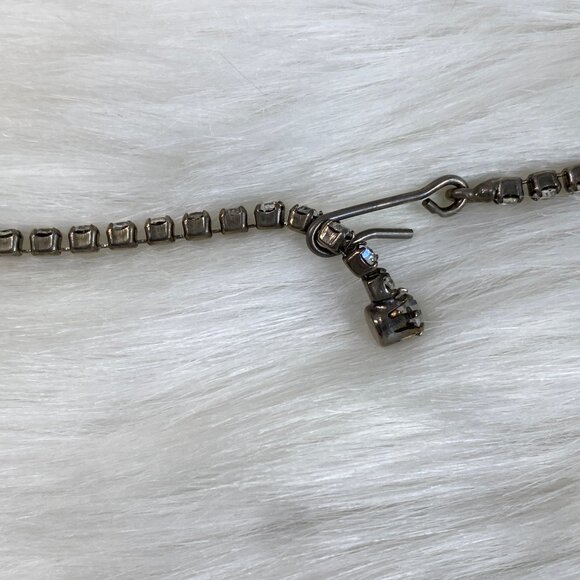 Vintage 40s Prong Set Rhinestone Demi Parure 3 Pc Necklace & Brooch Set - Picture 13 of 14